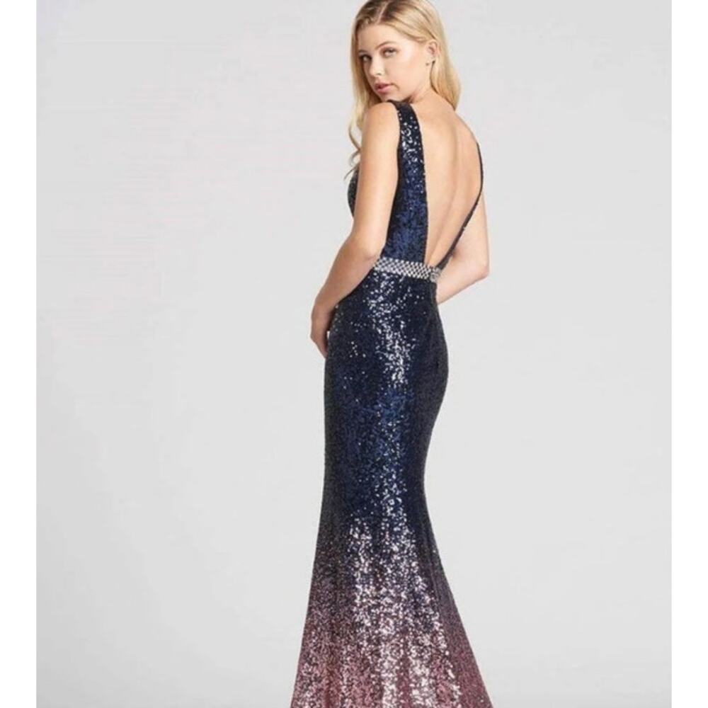 Ellie Wilde Mon Cheri $565 Sz 4 Sequin Ombre Dress Prom Homecoming Formal